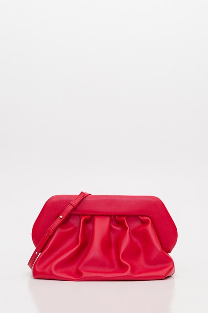 red leather clutch bag