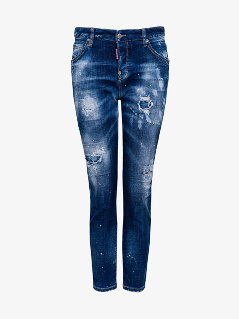 Turn-up Distressed Jeans Blu available 