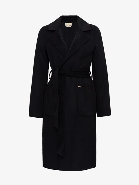 michael kors black coat with belt