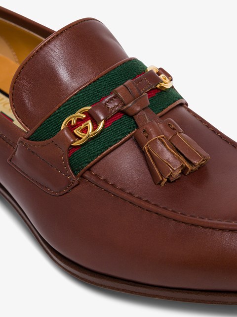 gucci leather loafer with gg web