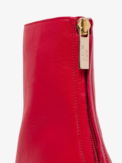 red leather ankle booties