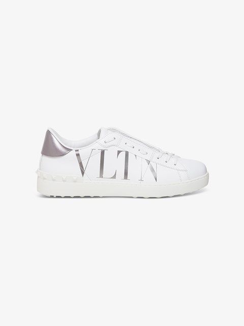 Sneakers with VLTN Print in Leather 