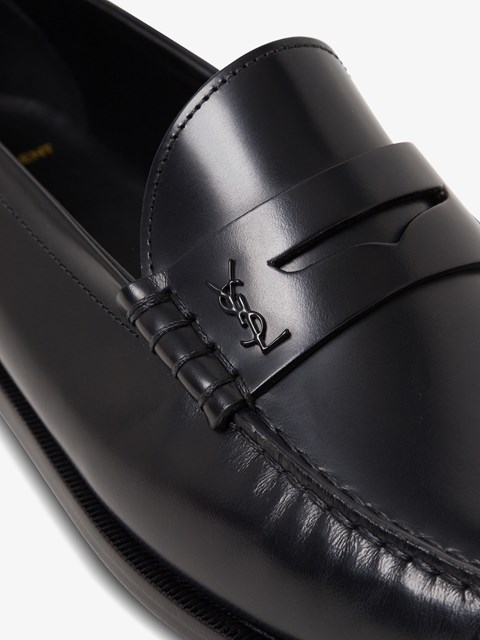 Monogram Leather Loafers Black 