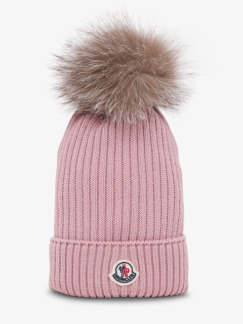 Wool Hat with Pom Pom Pink available on 