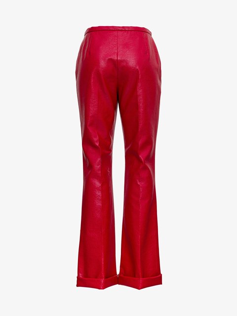 red flared trousers