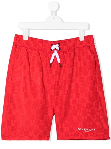 Red Swim Shorts with Jacquard Logo Red 