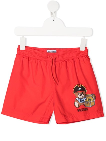 red moschino swim shorts