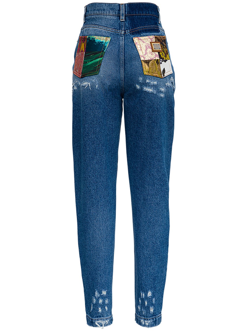 Ripped Denim Jeans with Patchwork Back Pockets Blu available on ...