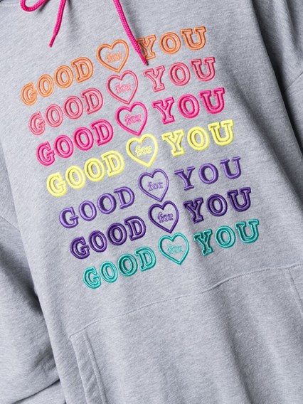 Goodfy Jersey Hoodie With Multicolor Embroidery Grey Available On Gaudenziboutique Com Au