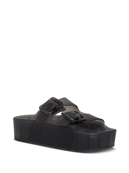 Mallorca Black Rubber Sandals with Platform