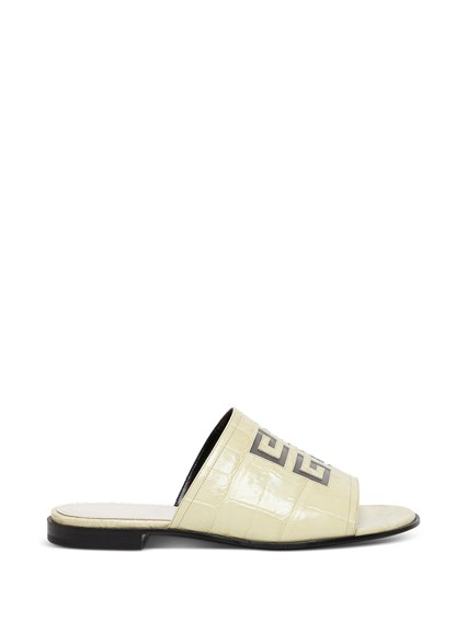 4G Slide Sandals in Beige Leather with 