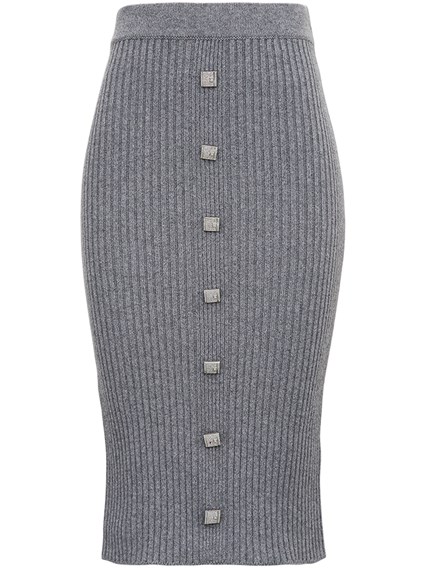 ribbed button skirt