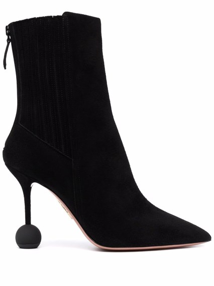 Black Suede Boots with Structured Heel 