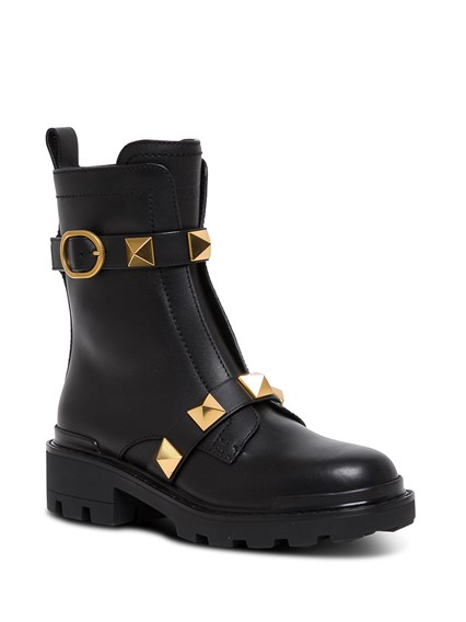 Combat Black Leather Boots with Antique Brass Studs VALENTINO GARAVANI  Price | Gaudenzi Boutique