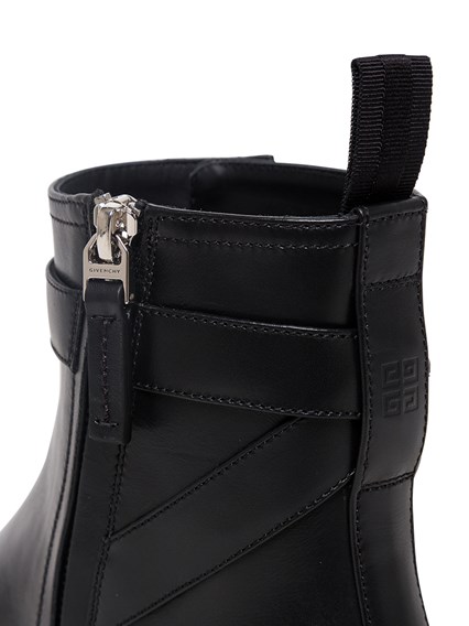 Lock Black Leather Ankle Boots