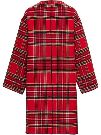 red check wool coat