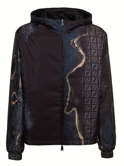 black nylon down jacket fendi