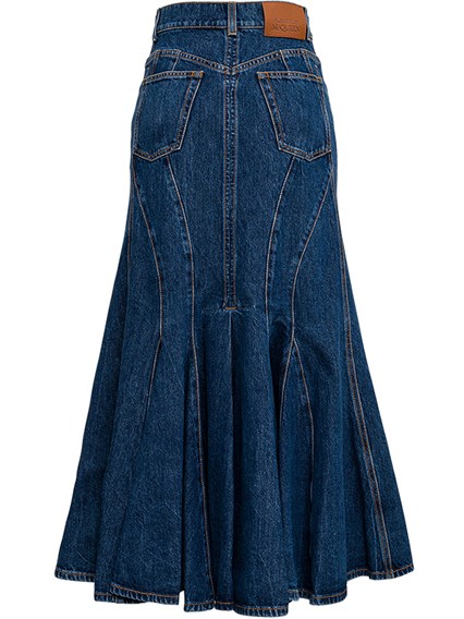 zip through denim midi skirt