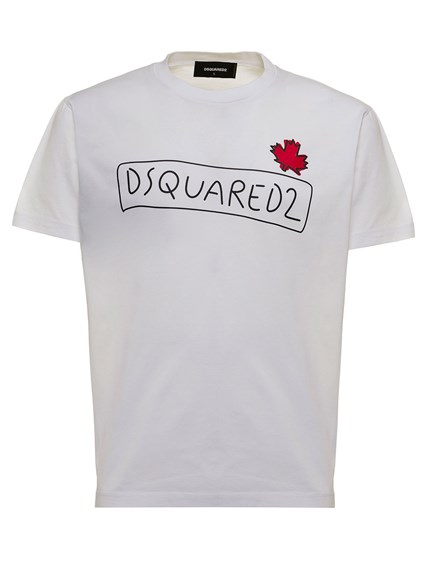 White Cotton T-Shirt with Logo Print DSQUARED2 Price | Gaudenzi 