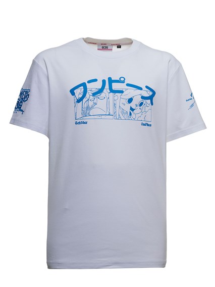 White Cotton T-Shirt with One Piece 