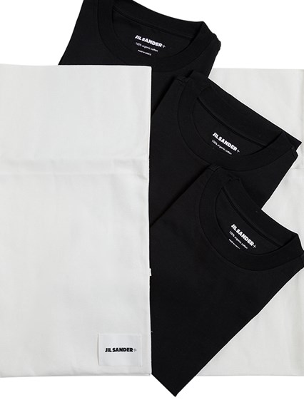 Three Pack Black Cotton T-shirt with Logo JIL SANDER Price 