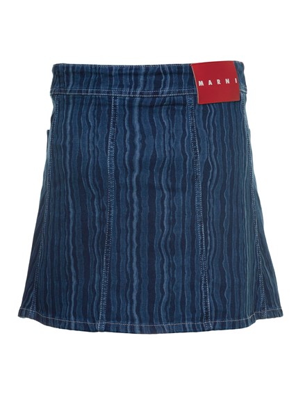Striped Denim A-Line Skirt
