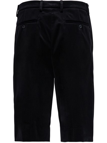 Black Velvet Bermuda Shorts with Slant 
