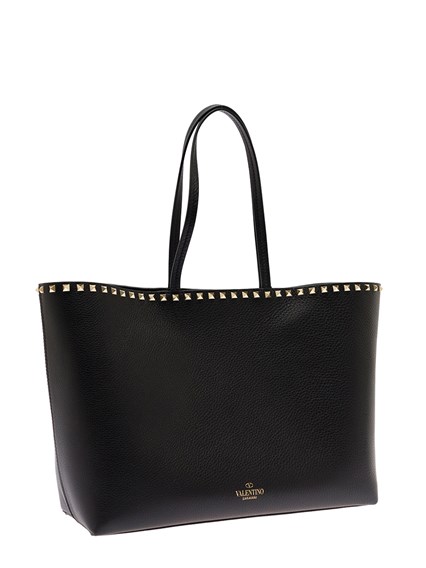 Valentino Garavani Woman's Black Leather Rockstud Tote Shopper VALENTINO  GARAVANI Price | Gaudenzi Boutique