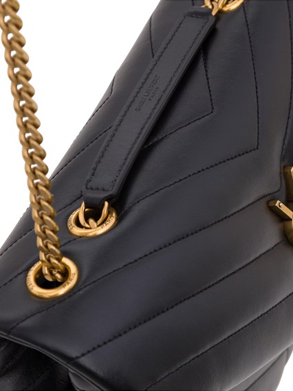 Borsa Loulou Media in Pelle Nera Chevron SAINT LAURENT Prezzo | Gaudenzi  Boutique