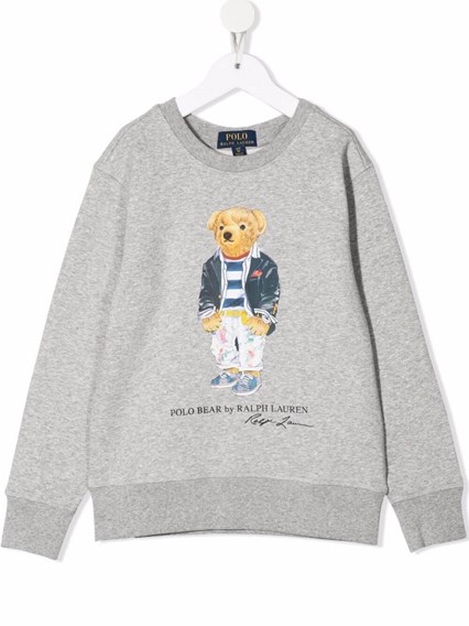 Polo Ralph Lauren Kids Girl's Grey Cotton Sweatshirt with Logo Print POLO  RALPH LAUREN KIDS Price | Gaudenzi Boutique