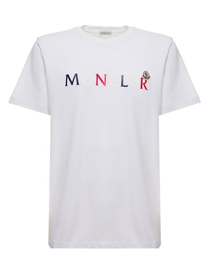 Moncler Men's White Cotton T-Shirt with Logo Print MONCLER Price 