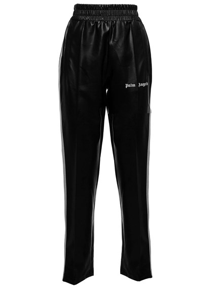 Pantaloni Track in Ecopelle Nera con Logo Palm Angels Donna PALM ANGELS  Prezzo | Gaudenzi Boutique