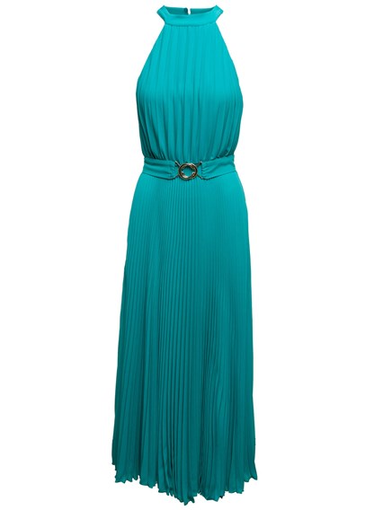 Turquoise Pleated Fabric Dress 