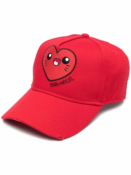 D-Squred2 Man's Red Cotton Hat with 
