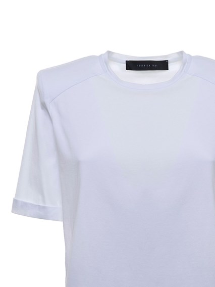 T-Shirt Bianca di Cotone con Spalline Imbottite FEDERICA TOSI Prezzo |  Gaudenzi Boutique
