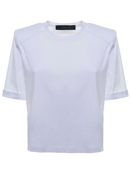 T-Shirt Bianca di Cotone con Spalline Imbottite FEDERICA TOSI Prezzo |  Gaudenzi Boutique