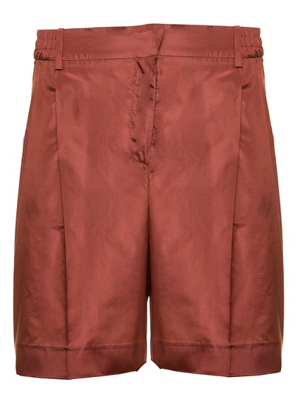 Valentino Woman's Brown Silk Shorts Red 