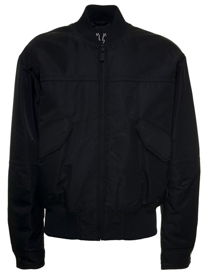 mens black nylon bomber jacket