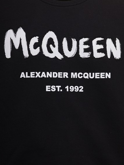 Alexander McQueen Baumwolle Bedrucktes Sweatshirt Aus Baumwolle in Grau für Herren Herren Bekleidung Sport- und Fitnesskleidung Sweatshirts Training 