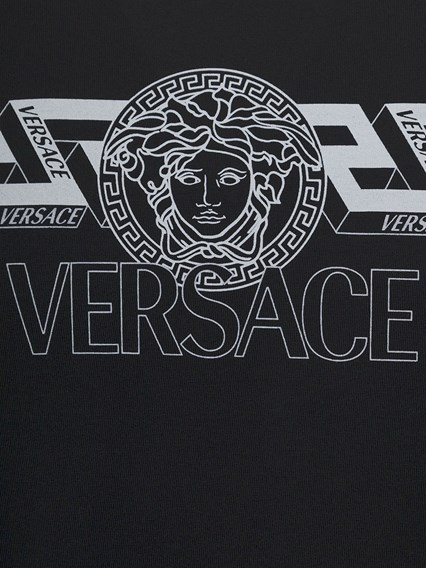 Black Jersey T-Shirt with Logo Print VERSACE Price | Gaudenzi Boutique