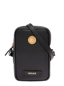 Versace Leder Umhängetasche Aus Leder Mit Logo in Schwarz für Herren Herren Taschen Sporttaschen 