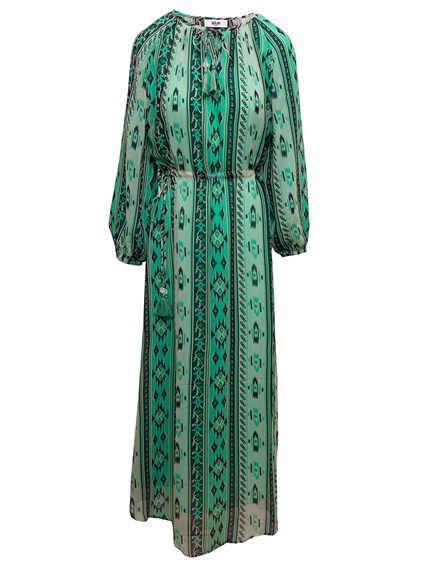 Jenifer Molin Woman es Viskose Bedruckt Ikat Langes Kleid Grün available on  Gaudenzi Boutique - DE