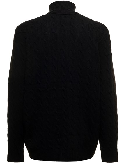 Black Turtleneck in Cable Wool and Cashmere Knit with Contrast Logo  Embroidery on the Chest Polo Ralph Lauren Man POLO RALPH LAUREN Price |  Gaudenzi Boutique